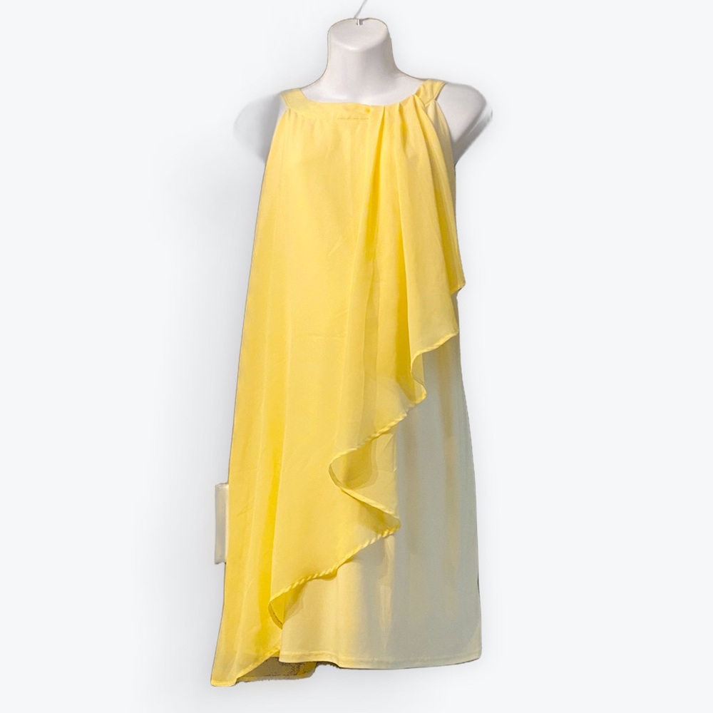 Yellow Sleeveless Draped Dress
